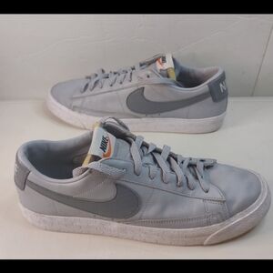 MEN'S SIZE 10- NIKE BLAZER LOW LEATHER GREY/GREY CW4643-993